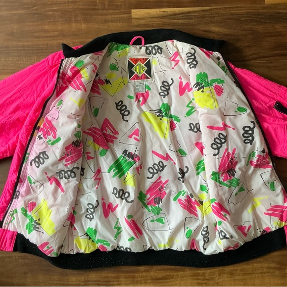 Vintage 80s Neons Mania Pink Nylon Bomber Jacket-M | Ski Jacket |Made in Korea - Picture 3 of 8